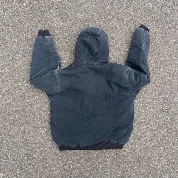 Carhartt J140 Black Duck Jacket Large Quilted Flannel Lined Workwear Zip Quilt - Picture 6 of 7